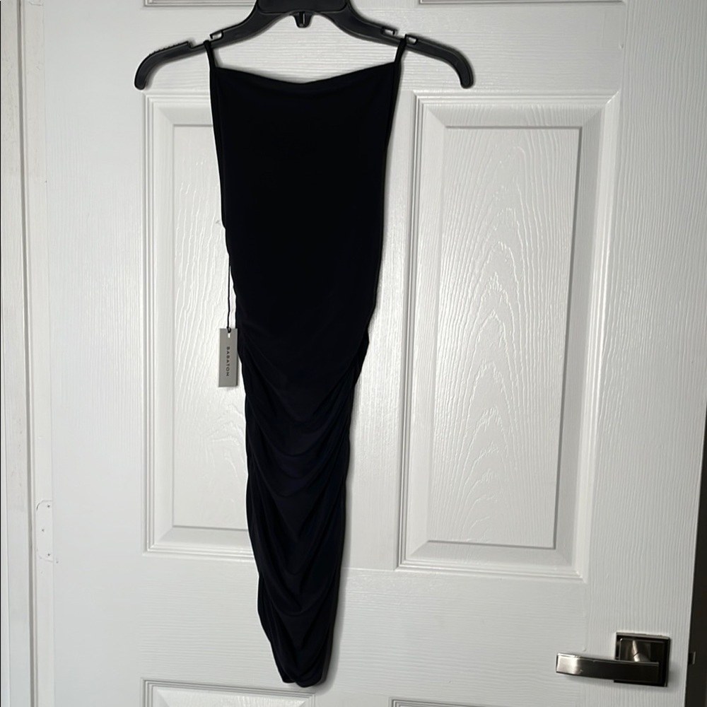 NWT Babaton Aritzia Black Ruched mini Dress